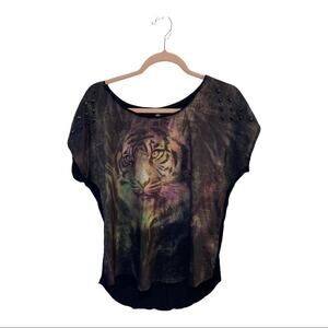 Rock & republic studded neon tiger black tee! Roar!!!